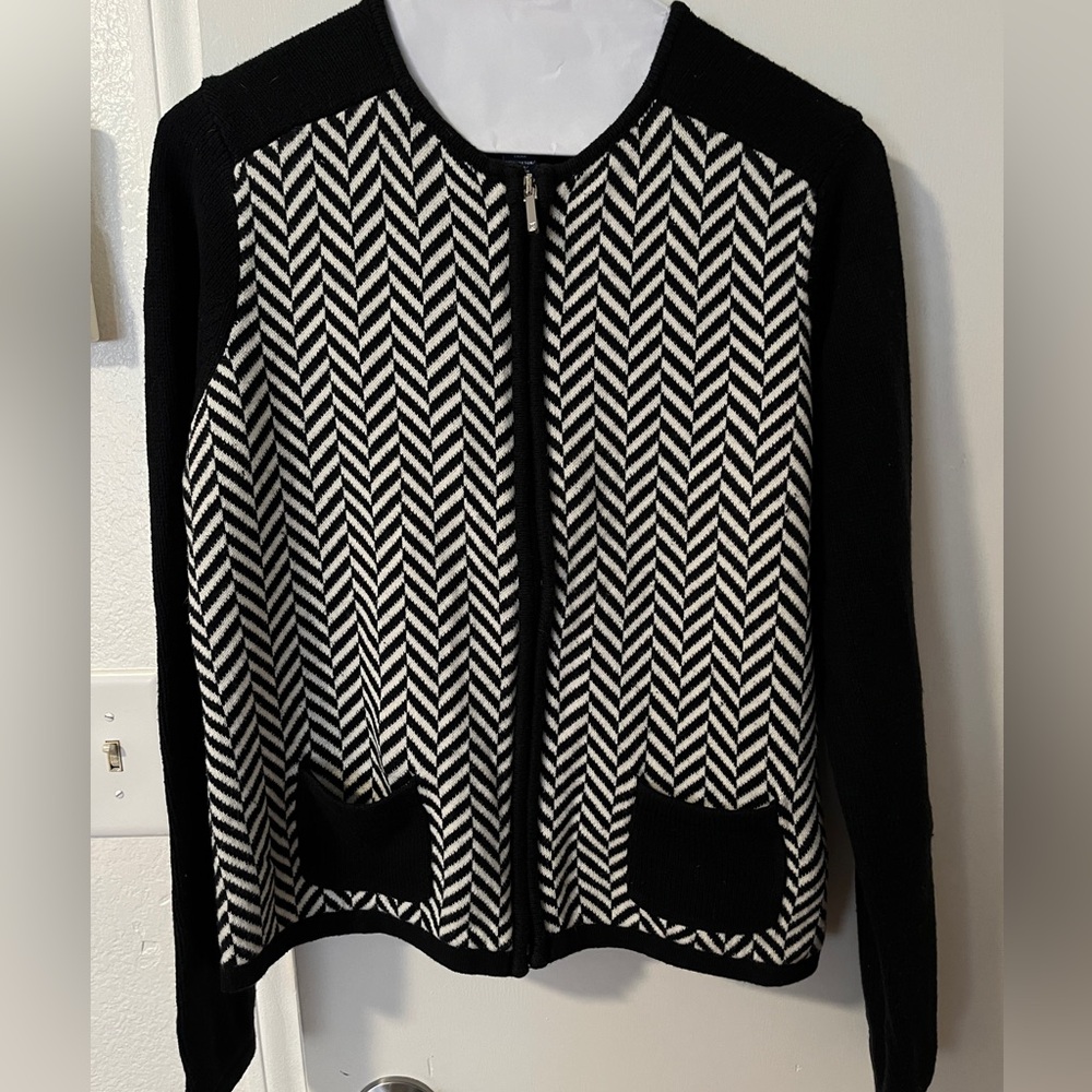 Chaps Black and White Women's Cardigan